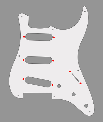 The SRV Countersink holes are indicated in red.