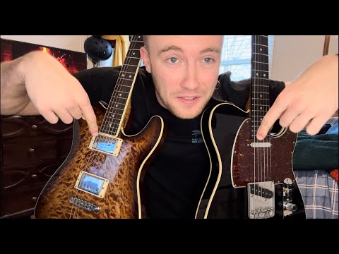 Jake Baynes Jake Baynes shows off two of the guitars he built using Warmoth parts.